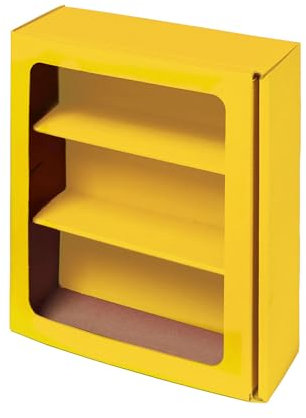 PresentFill® Geschenkbox Geschenkkarton mit Fenster für Delikatessen aus 100% Recyclingkarton 5 Stück (Sonnengelb)