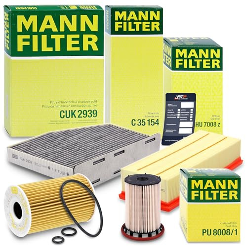 MANN-FILTER Inspektionspaket Filterset 1x Ölfilter, 1x Luftfilter, 1x | Kompatibel mit: AUDI Q3, SEAT ALHAMBRA, VW CC B7, PASSAT ALLTRACK B7, PASSAT B6, PASSAT B6 Variant, PASSAT B7