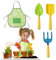 DKINY Kids Gardening Set, Childrens Gardening Tools, Kids Garden Tools, Childrens Gardening Sets, Kids Plant Growing Kit with Apron Shovel Rake Fork, Garden Toys Gifts for Boys Girls
