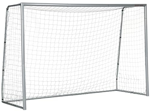 SPORTNOW Porta da Calcio per Giardino 300x120x200 cm con Viti e Picchetti inclusi, Rete da Calcio Grigia in PE e Metallo
