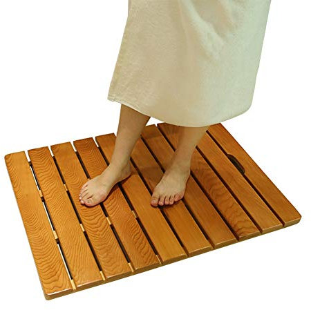 duschmatte rutschfest badematte rutschfest badematte Holz Dusch-/Badewannen-Bodenmatte aus Naturholz, rutschfest, wasserdicht, für Badezimmer im Innen- und Außenbereich, Sauna, Spa, mit Besc