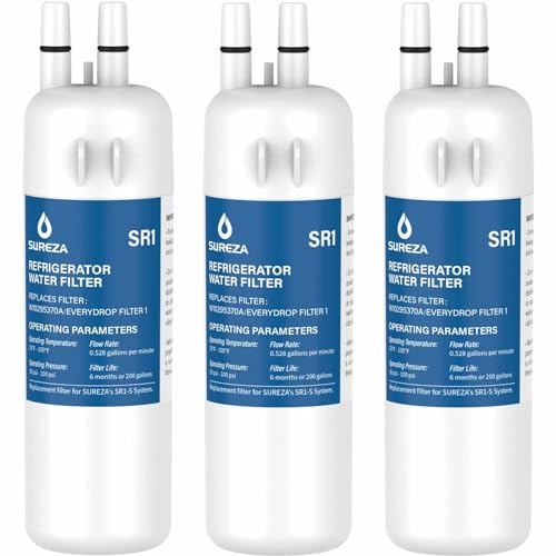 Refrigerator Water Filter Compatible with Everydrop® Filter 1, EDR1RXD1, W10295370A, WHR1RXD1, P8RFWB2L, W10295370, EDR1RXD1B, P4RFWB, Kenmore® 46-9081, 46-9930, 3Pack