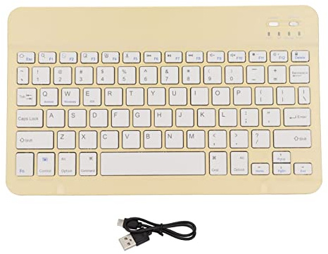 Beufee Teclado Bluetooth Portátil, Teclado Inalámbrico con Función De Pantalla De Bloqueo Pequeño Teclado Bluetooth Mini Teclado para Tableta PC Portátil(Amarillo)