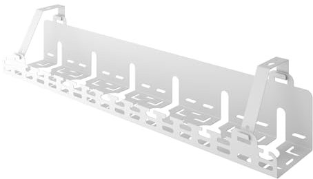 Stalflex | Kabelorganisatör för skrivbord, avtagbar, 600 x 100 (+20) x 100 mm, metall, vit | kabelorganisatör, avtagbar, kabelhållare, kabelfack