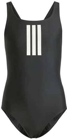 adidas flickor 3-Stripes Swimsuit Kids Swimwear, Black/White, 11-12 Years
