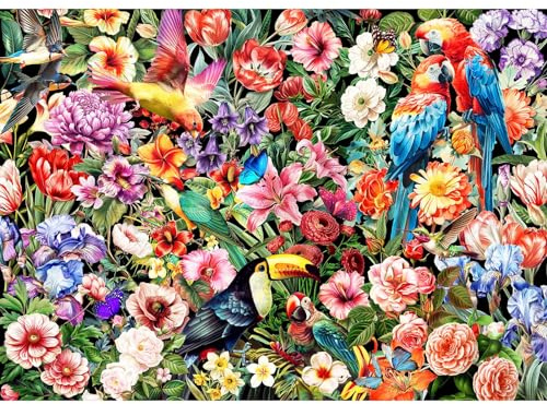 Puzzle 1000 Teile,Puzzle Erwachsene, EIN Herausforderndes Rätsel,Puzzlespiele für Die Ganze Familie,Geschenke für Frauen,Geschenke für Männer,Thema:Blumen und Vögel
