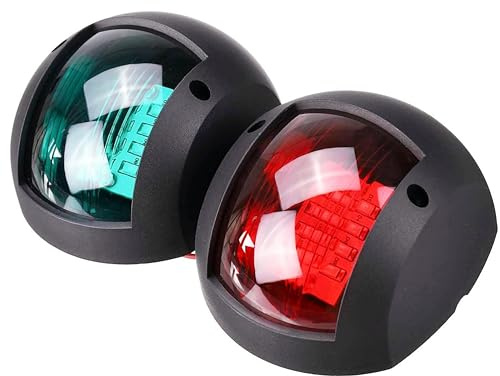 HAIWEN Pair of Boat navigation lights LED,MARINE LED Navigation Side Bow Lights Waterproof Running Lights For Marine Yacht Position Light Red & Green Parking Lamp (Black)