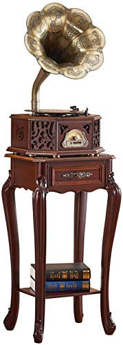 Lecteur Vinyle Vintage, Tourne-Disque Vinyle rétro avec Haut-parleurs sans Fil, Support Table, entrée auxiliaire 3,5 mm, Radio FM, phonographe en Bois USB, Gramophone