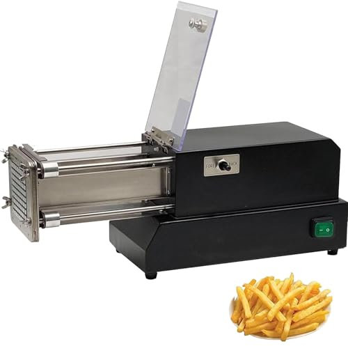 DPQYJPP Cortador de Patatas Fritas Comercial,Cortador Patatas eléctrico 200 W,Máquina cortadora Patatas Fritas Profesional 8, 10, 12 mm Cuchillas,Cortador Verduras eléctrico,Black-10mm