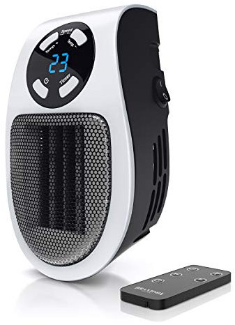 Brandson - Heizlüfter energiesparend leise - mit Fernbedienung - für die Steckdose - Keramik Heizung mit Thermostat - Überhitzungsschutz - Steckdosen Heizlüfter 500W - Badezimmer Schlafzimmer Büro