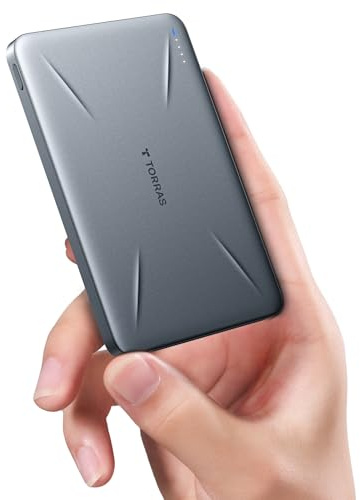 TORRAS Ultra Slim MagPro für MagSafe Power Bank, Wireless Magnetische Powerbank 5000mAh mit USB-C Schnell Aufladende,Externer Akku für iPhone 16 Pro Max/15/14/13/12 Serie