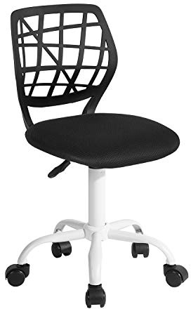 FurnitureR Sedia da scrivania colorata, design moderno regolabile, sedia per computer, sedia girevole, per cameretta dei bambini, per casa, ufficio, colore: nero