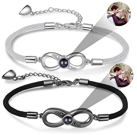 Lam Hub Fong Personalisiert Armband mit Bild für Damen Herren Armband mit Foto Projektion Freundschaftsarmband Partnerarmband für Valentinstag Geburtstage Weihnachtstag (# 1)