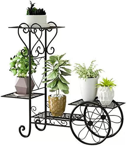 Blumenwagen, Pflanzenständer aus Metall, 4-stufiges Eckregal aus Metall, abgestuftes Blumentopfregal für Sukkulenten, Halter, Eisenregale für Topfpflanzen für den Innen- und Außenbereich, Garten (Fa