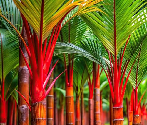 10 Red Sealing Wax Lipstick Palm Tree Seeds (Cyrtostachys Renda) House Plant