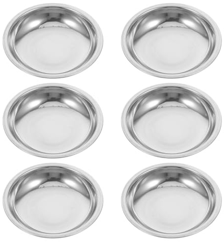 Cabilock Piatto da tè rotondo in acciaio inox 201 da 8 cm, colino per bustine da tè, tappetino antigoccia, accessorio per tè, sottobicchieri, piattino, tazza da tè, gocciolatore, set da 6
