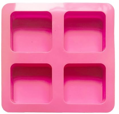 Stampo quadrato per dolci, per torta quadrati in silicone,4 Cavità per biscotti al cioccolato rosa antiaderenti riutilizzabili | Forniture per la produzione di alimenti per caramelle al