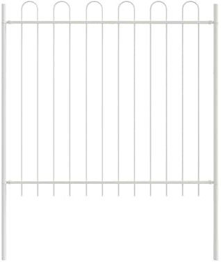 vidaXL Gartenzaun Weiß 11.9 x 1.5 m Pulverbeschichteter Stahl, Garten- und Terrassenzaun, rechteckige Industriestahl-Fence, wetterfestes Gehege für moderne Räume