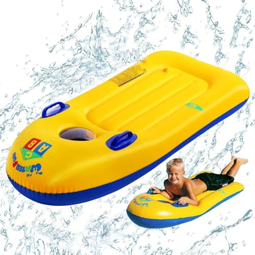 Aufblasbares Bodyboard Kinder Surfbrett Bodyboard mit Griffen Schwimmbrett Pool Float Luftmatratze Schwimmhilfe Sommer Wasserspielzeug für Schwimmbad Strand Wasserrutschbahn