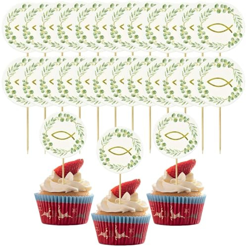 48 piezas Cake Topper bautismo, decoración para tartas, bautizos, decoración para tartas, decoración de cumpleaños, decoración de bautizo para niñas, adecuado para el cumpleaños o la fiesta de niños y