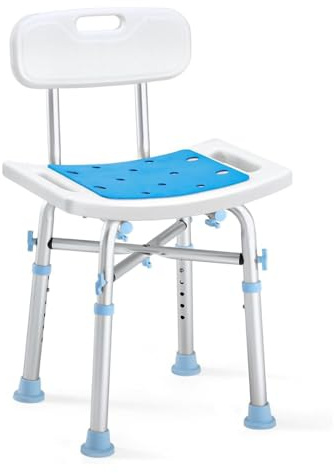 NEWFUN Taburete Ducha para Mayores，Taburete de Ducha，Taburete Ducha, Silla de Ducha Antideslizante y Regulable en Altura, Taburete de Ducha Antideslizante, Montaje Sin Herramientas, 150 KG