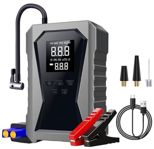 Batteria di avviamento con compressore d'aria | Batteria di avviamento 12V con compressore d'aria,Batteria di risoluzione dei problemi ricaricabile per viaggi Officina Garage Camion Moto