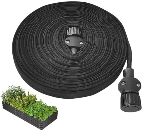 Tuyau Imbibiteur - Tuyau Suintant Anti-Fuites,Plat Anti-Nœuds 15 M Étanche Double Couche pour Jardin Pelouse Arbres Serre Irrigation