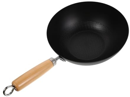KOCKSHION Small Wok Pan for Kitchen Use Wrought Iron Cooking Pan for Stove Top Frying