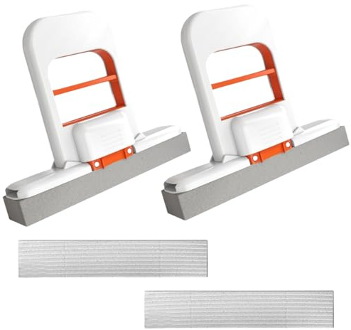 Mini Serpillères de Bureau Pliables Humide et Sec, Sans Lavage des Mains | Mini Foldable Desktop Mop 2PCS Vadrouille Auto-Serrante, Nettoyage Cuisine Table à Thé Handheld Foldable Water Absorbing Mop