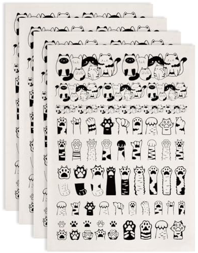 SUPERDANT 4 Stück Cartoon Katzen Unterglasur Transfer Aufkleber Für Töpferhandwerk Katzenpfoten Keramik Transferpapier Schwarzer Keramik Abziehbilder Dekor DIY Handwerkbedarf
