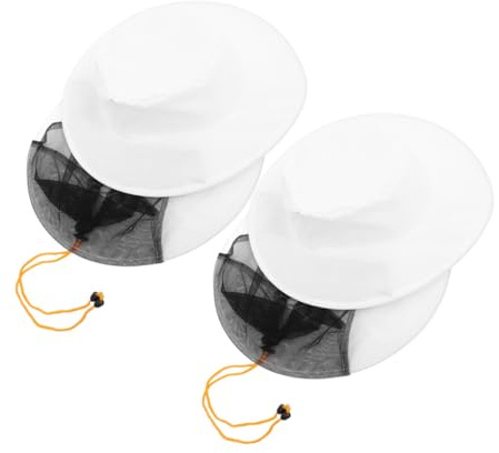 FUTUREORYY 2 Stück Imkerhut mit Schleier Atmungsaktives Mesh Verstellbar für Damen und Herren Leichter UV Schutz für Imkerei Angeln Camping und Outdoor aktivitäten