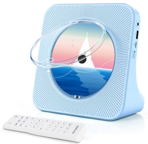 Lecteur CD Portable pour Enfants, Lecteur CD Radio Bluetooth avec Haut-Parleur HiFi, Design Vertical Prend en Charge USB/Radio FM/Prise Casque/Minuterie de Veille (Bleu, Non Rechargeable)