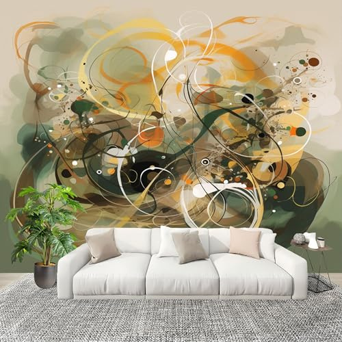 Fototapete 200x140 cm Abstraktes Kreatives Kunstdesign Vliestapete Fototapete für Schlafzimmer und Wohnzimmer DunkelgrüN Großformatige Mustertapete 3D-Effekt Wanddekoration Flurtapete