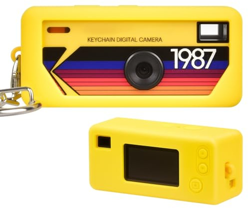 Silikonfodral för Kodak CHARMERA nyckelring digitalkamera (blind box/enkel lådversion), exakta utskärningar och repskydd – kamera ingår inte (gul)