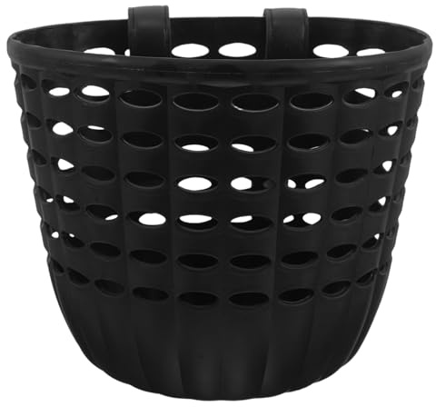 LABRIMP Cesta Delantera de Plástico para Bicicleta Infantil Negra, Compatible Bicicletas, Scooters y Triciclos, Cesta para Manillar Práctica y Resistente para Transporte Seguro de