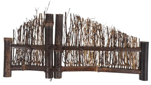 FRCOLOR Mini Clôture à Piquets en Bois Violet 20 Cm, Barrière de Jardin Miniature Décorative pour Micro-Paysage, Bonsaï et Maison de Poupée, Accessoire Féerique pour Décoration Intérieure