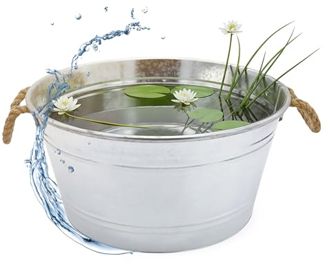 Spetebo Zierteich Zinkwanne 25 L, 45 x 22 cm, rund Silber verzinkt