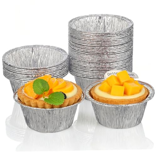 Roleader 100 Pezzi Formine Stagnola Rotonde per Muffin e Crostate in Alluminio 110ml Capacità Conducibilità Termica per Cottura e Baking