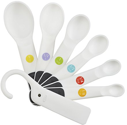 OXO Good Grips 6-Piece Plastic Measuring Spoons with Scraper- White