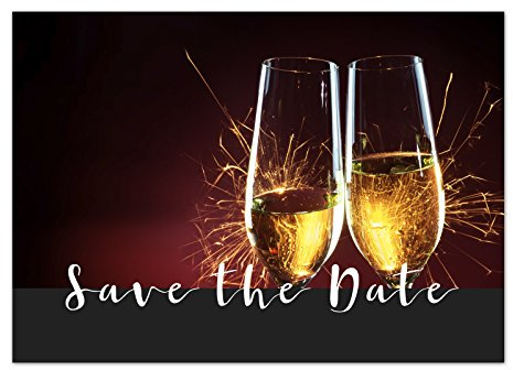 Einladungskarten Manufaktur Hamburg 10 x Save the Date Karten mit Umschlag/Sektgläser/Hochzeit/Liebe/Heirat/Einladung/Verkündung