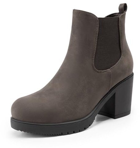 DREAM PAIRS Women's High Heel Suede Chelsea Boots | Suede upper, Elegant design, Block heel, Stylish look, All-day comfort, Non-slip sole, Dressing Tips