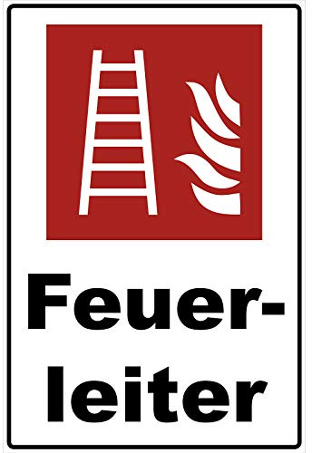 Schild Feuerleiter Schild Brandschutzzeichen rot 30 x 20 x 0,3 cm Hartschaumplatte
