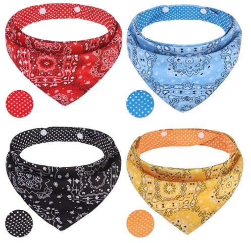 PAWCHIE Dog Bandanas Small Reversible Styles Pet Triangle Scarf Bibs - Adjustable with Two Snaps - Kerchief Set Accessories for Dogs, Puppy, Cats