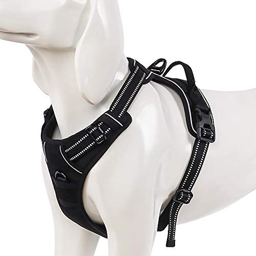 WINHYEPET True Love Hundsele utan främre dragningsklipp justerbar hundsele med handtag fyra justeringspunkter reflekterande material, TLH5651 (Svart, S)