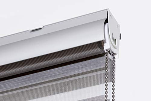 Estoralis Margaery | Estor Enrollable Noche y Dia Diseño Moderno | Doble Tejido | Color Gris | 160 x 255 cm (Ancho/Alto) Tamaño Tela 157 x 250 cm | Estores para Ventanas y Puertas