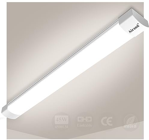 Airand Led Röhre 45W 4500LM 150CM Verknüpfbar Feuchtraumleuchte Led IP66 Wasserfest Led Werkstattlampe Leuchte für Garage Keller Werkstatt Feuchtraum Bad Büro Warenhaus Hobbyraum,Neutralweiß 4000K