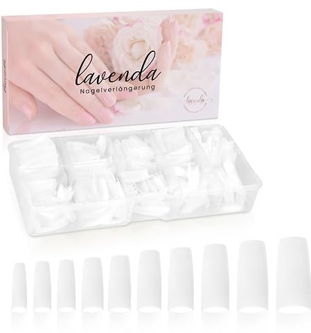 Lavenda® Nagel Tipps Künstliche Nägel Zum Aufkleben 500 Stück Fake Nails - Stabile Tips Für Gelnägel - Nail Tips Mit Nagelstudioqualität (weiß)