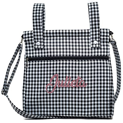 Personifizierte Baumwolle Geruit Einkaufstasche für Kinderwagen - Kinderwagentasche - Kinderwagen Organizer Tasche Brotkasten - Nenel (Schwarz)