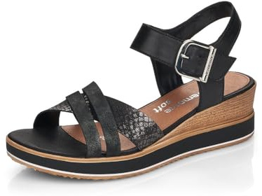 Remonte Sandales compensées D6454 pour femme, Graphite noir noir 00, 41 EU