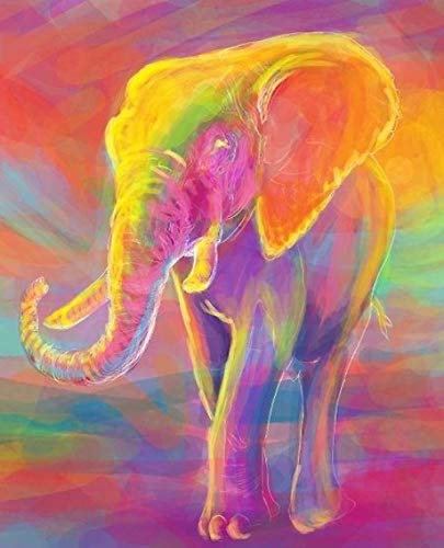 Malen Nach Zahlen Erwachsene Bunter Elefant DIY Ölgemälde Faltenfreie Leinwand Hochwertige Acrylfarbe Kunst und Handwerk Wanddekoration